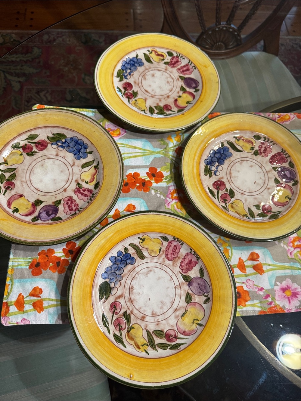 Mid-Century Della-Ware ‘Festival’ Fruit-Accent Ceramic Salad Plates - Set of 4